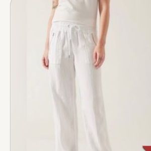 Athleta Cabo Linen Wide Leg Pants Off White 2